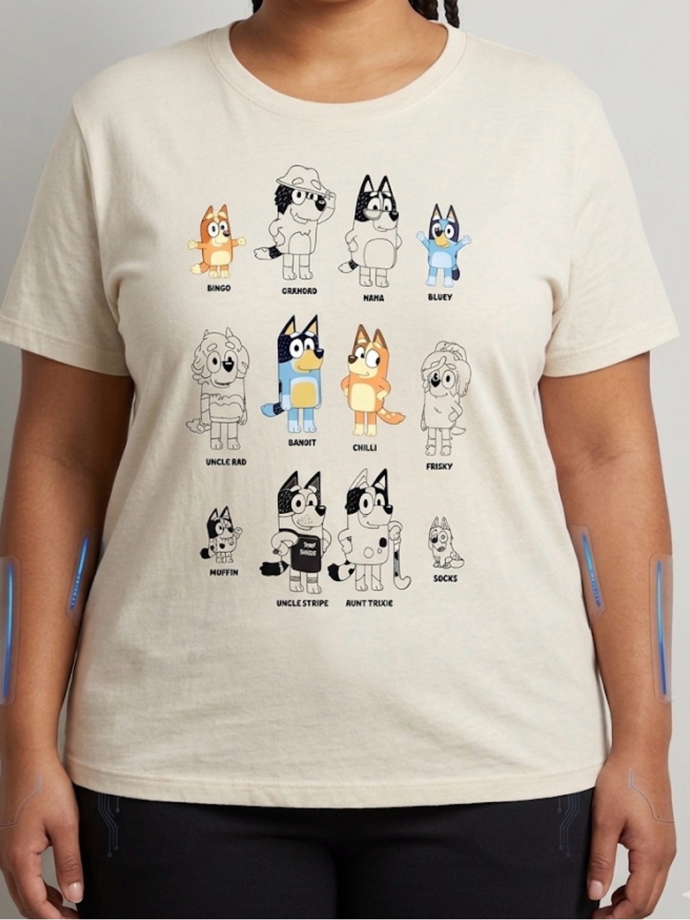 Bluey Character Graphic Tee - Cream with Bluey characters Woman’s XL NWT